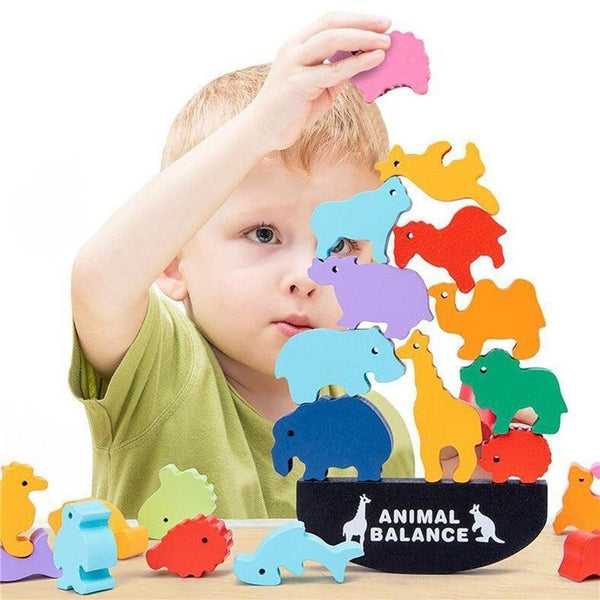 Animais Equilibrista de Madeira Montessori - Animais de Florestas, Marítimos e Dinossauros